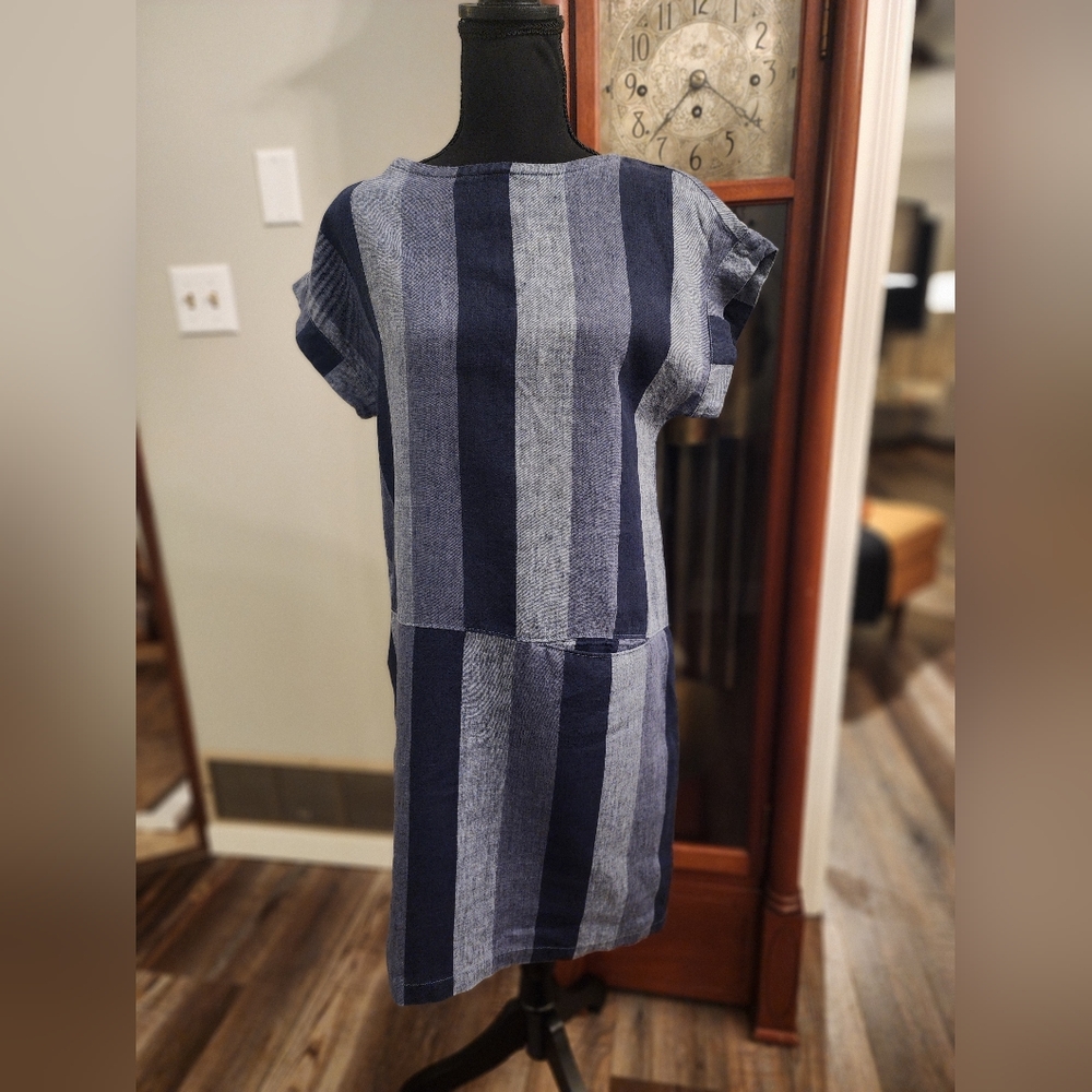 Garnet Hill linen dress, size XS, blue